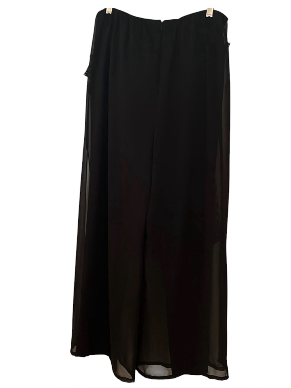 Alex Evening size XL black wide slit leg formal dress pants with sheer overlay